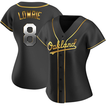 Replica Jed Lowrie Women's Oakland Athletics Black Golden Alternate Jersey