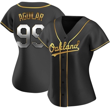 Replica Jesus Aguilar Women's Oakland Athletics Black Golden Alternate Jersey