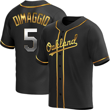 Replica Joe Dimaggio Men's Oakland Athletics Black Golden Alternate Jersey
