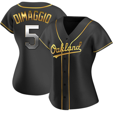 Replica Joe Dimaggio Women's Oakland Athletics Black Golden Alternate Jersey