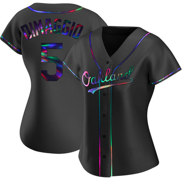Replica Joe Dimaggio Women's Oakland Athletics Black Holographic Alternate Jersey