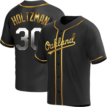 Replica Ken Holtzman Men's Oakland Athletics Black Golden Alternate Jersey