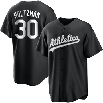 Replica Ken Holtzman Men's Oakland Athletics White Black/ Jersey