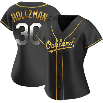 Replica Ken Holtzman Women's Oakland Athletics Black Golden Alternate Jersey