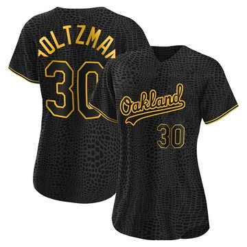 Replica Ken Holtzman Women's Oakland Athletics Black Snake Skin City Jersey