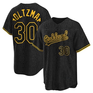 Replica Ken Holtzman Youth Oakland Athletics Black Snake Skin City Jersey