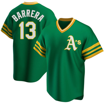 Replica Luis Barrera Youth Oakland Athletics Kelly Green R Road Cooperstown Collection Jersey