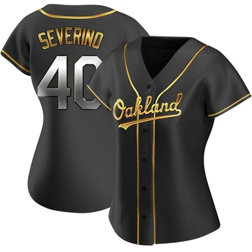 Replica Luis Severino Women's Oakland Athletics Black Golden Alternate Jersey