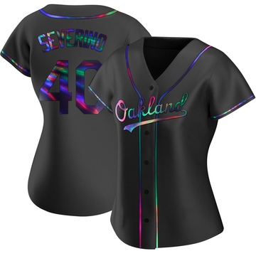 Replica Luis Severino Women's Oakland Athletics Black Holographic Alternate Jersey