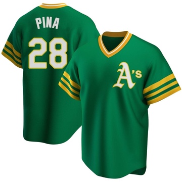 Replica Manny Pina Men's Oakland Athletics Kelly Green R Road Cooperstown Collection Jersey