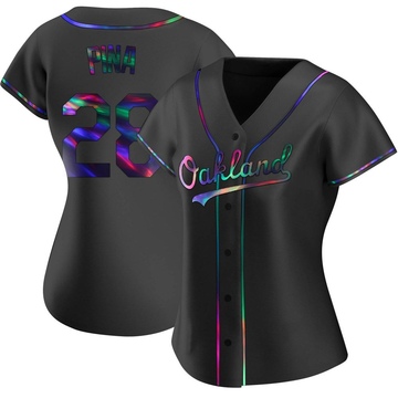 Replica Manny Pina Women's Oakland Athletics Black Holographic Alternate Jersey