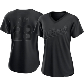 Replica Manny Pina Women's Oakland Athletics Black Pitch Fashion Jersey