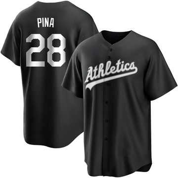 Replica Manny Pina Youth Oakland Athletics White Black/ Jersey