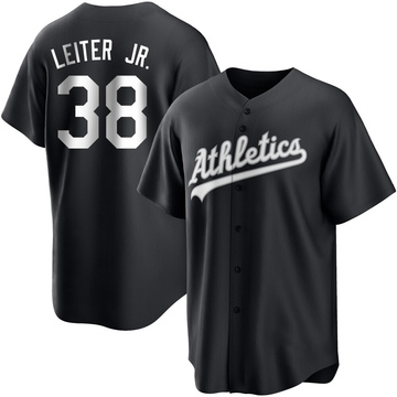 Replica Mark Leiter Jr. Men's Oakland Athletics White Black/ Jersey
