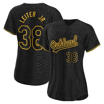 Replica Mark Leiter Jr. Women's Oakland Athletics Black Snake Skin City Jersey