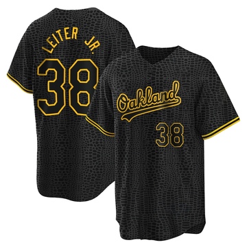 Replica Mark Leiter Jr. Youth Oakland Athletics Black Snake Skin City Jersey