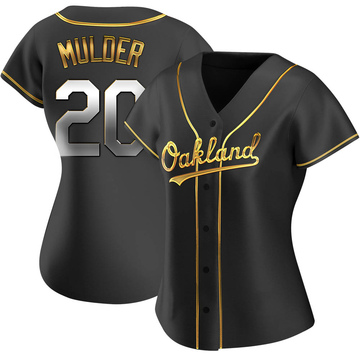 Replica Mark Mulder Women's Oakland Athletics Black Golden Alternate Jersey