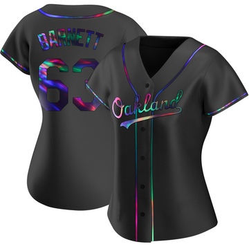 Replica Mason Barnett Women's Oakland Athletics Black Holographic Alternate Jersey