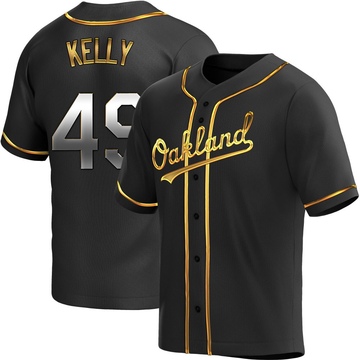 Replica Michael Kelly Youth Oakland Athletics Black Golden Alternate Jersey