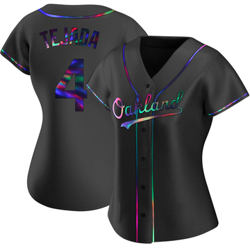 Replica Miguel Tejada Women's Oakland Athletics Black Holographic Alternate Jersey