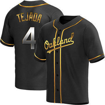 Replica Miguel Tejada Youth Oakland Athletics Black Golden Alternate Jersey