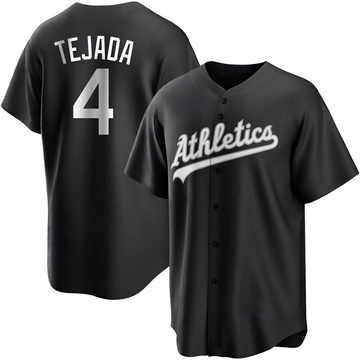 Replica Miguel Tejada Youth Oakland Athletics White Black/ Jersey
