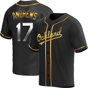 Replica Mike Andrews Youth Oakland Athletics Black Golden Alternate Jersey