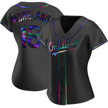 Replica Mitch Moreland Women's Oakland Athletics Black Holographic Alternate Jersey