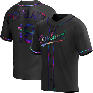 Replica Mitch Moreland Youth Oakland Athletics Black Holographic Alternate Jersey