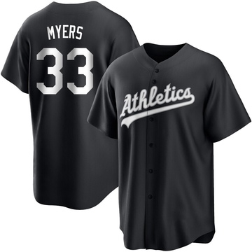 Replica Mitchel Myers Youth Oakland Athletics White Black/ Jersey
