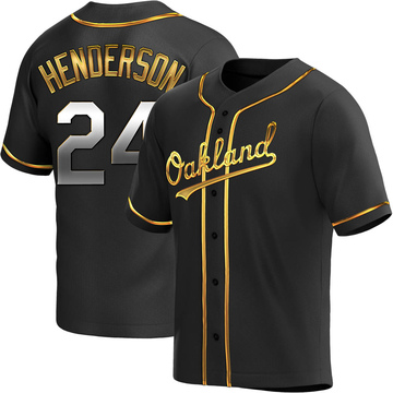 Replica Rickey Henderson Youth Oakland Athletics Black Golden Alternate Jersey
