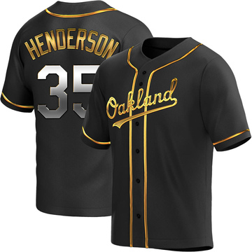 Replica Rickey Henderson Youth Oakland Athletics Black Golden Alternate Jersey