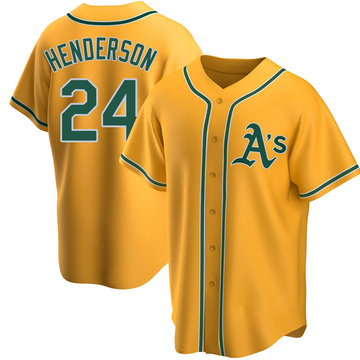 Replica Rickey Henderson Youth Oakland Athletics Gold Alternate Jersey