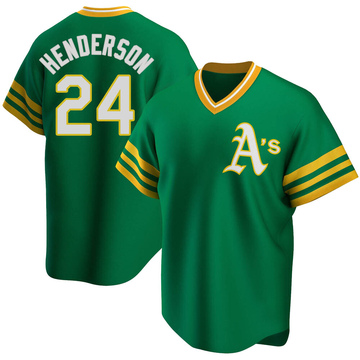 Replica Rickey Henderson Youth Oakland Athletics Kelly Green R Road Cooperstown Collection Jersey