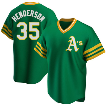 Replica Rickey Henderson Youth Oakland Athletics Kelly Green R Road Cooperstown Collection Jersey