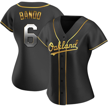 Replica Sal Bando Women's Oakland Athletics Black Golden Alternate Jersey