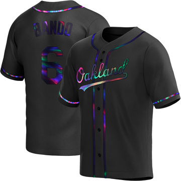 Replica Sal Bando Youth Oakland Athletics Black Holographic Alternate Jersey