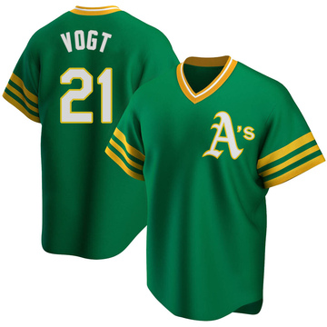 Replica Stephen Vogt Men's Oakland Athletics Kelly Green R Road Cooperstown Collection Jersey