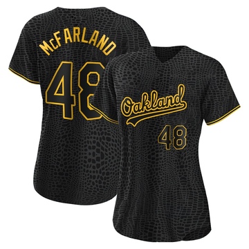 Replica T.J. McFarland Women's Oakland Athletics Black Snake Skin City Jersey