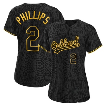 Replica Tony Phillips Women's Oakland Athletics Black Snake Skin City Jersey