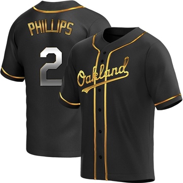 Replica Tony Phillips Youth Oakland Athletics Black Golden Alternate Jersey
