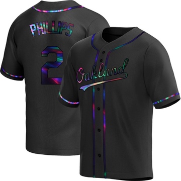 Replica Tony Phillips Youth Oakland Athletics Black Holographic Alternate Jersey