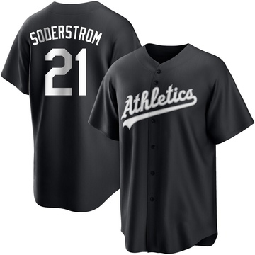 Replica Tyler Soderstrom Men's Oakland Athletics White Black/ Jersey
