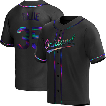 Replica Vida Blue Youth Oakland Athletics Black Holographic Alternate Jersey