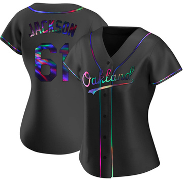 Replica Zach Jackson Women's Oakland Athletics Black Holographic Alternate Jersey